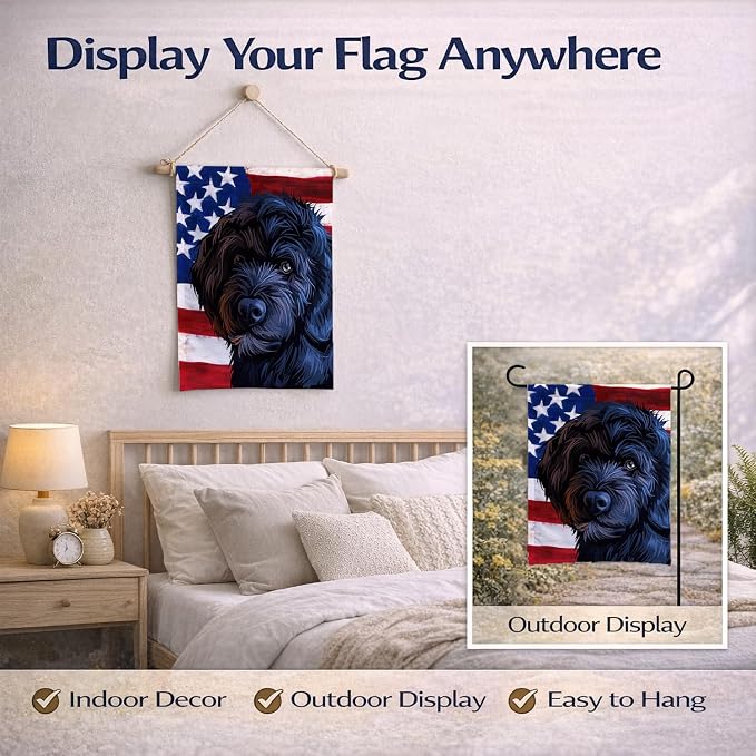 Caroline's Treasures CK6661GF Portuguese Water Dog American Flag Garden Flag Mailbox Flag Decorative Yard Flag Banner Outside Patio Artwork Yard Flower Beds, Garden Size, Multicolor