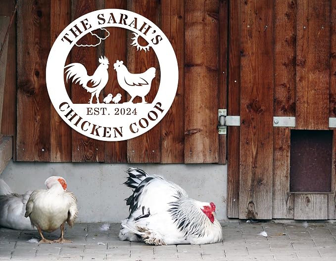 Personalized Metal Chicken Coop Sign | Custom Farm Name Plaque | Custom Chicken Name Sign | Outdoor Farmhouse Decor | Rustic Chicken Coop Metal Sign | Chicken Coop Gifts | Chicken Decor