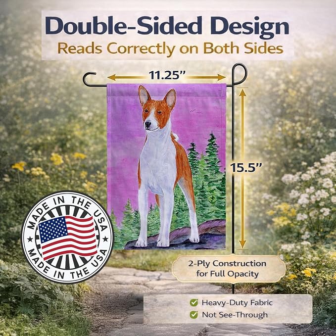 Caroline's Treasures SS8611GF Basenji Garden Flag Mailbox Flag Decorative Yard Flag Banner Outside Patio Artwork Yard Flower Beds, Garden Size, Multicolor