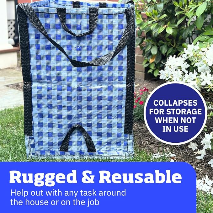 DURASACK Heavy Duty Home and Yard Bags, Gingham Blue