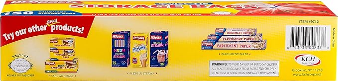 1 Gallon Storage Bags with Twist Ties, 150 Count - Clear Plastic Food Storage Bags for Sandwiches, Snacks, Fruit, Produce & Freezer
