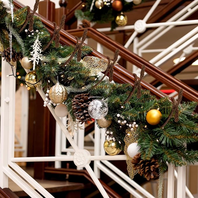 Zhengmy 48 Pcs Christmas Garland Ties Extra Long 30'' 25'' 20'' Brown Decorative Twist Tie for Banister Reusable Flexible Twist Tie for Garland Stairway Railing Home Xmas Holiday Decor