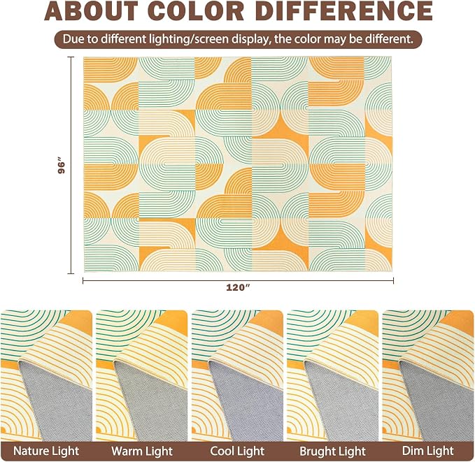 8x10 Area Rugs Washable Living Room Rug - Non-Slip Carpets Modern Rug | Neutral Soft Abstract Carpet Indoor Floor Stain Resistant Large Carpets for Bedroom Dining Room Nursery Home Office, Orange