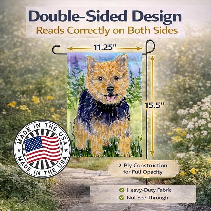 Caroline's Treasures SS8894GF Norwich Terrier Garden Flag Mailbox Flag Decorative Yard Flag Banner Outside Patio Artwork Yard Flower Beds, Garden Size, Multicolor