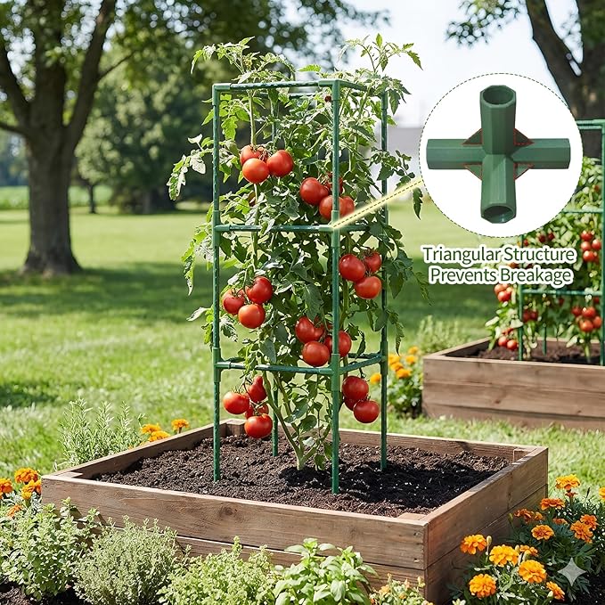 4 Pack Tomato Cages for Garden, 43.3 Inch Tall Tomato Trellis Plant Support, Adjustable Garden Trellis for Climbing Vegetables, Plants, Flowers and Fruits(14.5" x 14.5")