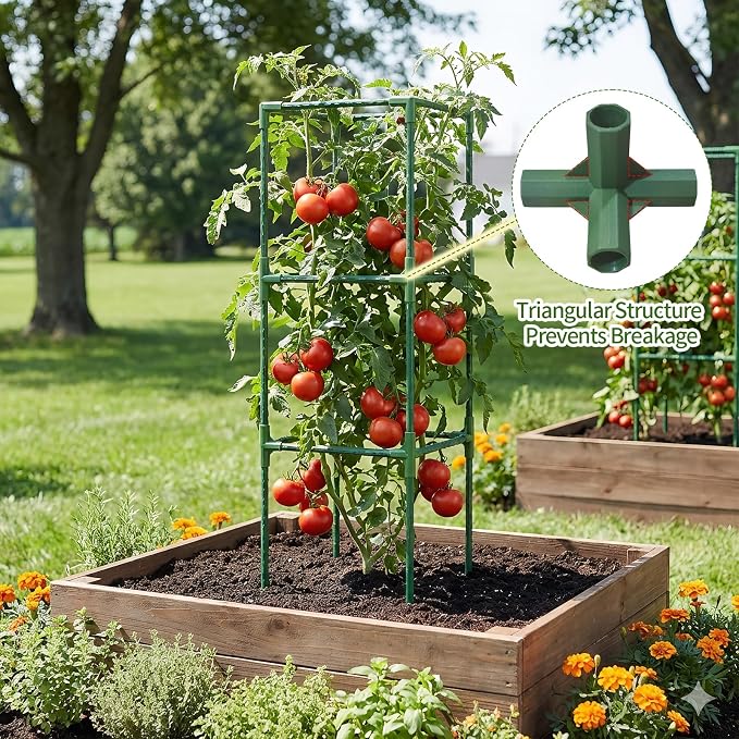 6 Pack Tomato Cages for Garden, 43.3 Inch Tall Tomato Trellis Plant Support, Adjustable Garden Trellis for Climbing Vegetables, Plants, Flowers and Fruits(14.5" x 14.5")