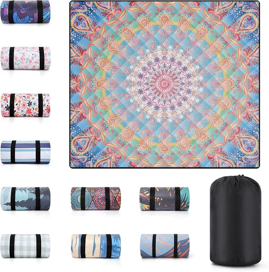 60x80 Extra Large Picnic Blankets Waterproof Sandproof Couple Outdoor Beach Blanket Foldable Grass Park Lawn Concert Mat Summer Camping Essentials Rv Travel Vacation Accessories Festival Gift