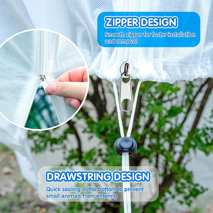 KXCOFTXI 2Pcs Plant Covers, 7.9x5.9FT Winter Tree Covers with Drawstring and Zipper, Frost Cloths for Outdoor Plants (White)