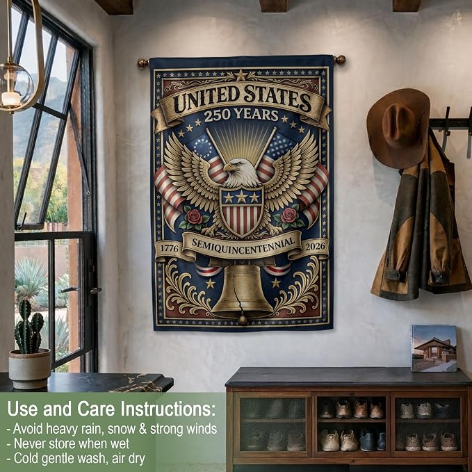 1776-2026 Commemorative, 250 Anniversary Usa Flag, Dualided Design, American 250th Anniversary Patriotic Design, American Flag With Eagle, Garden Flags For Outside 4 (30x40 Inch)