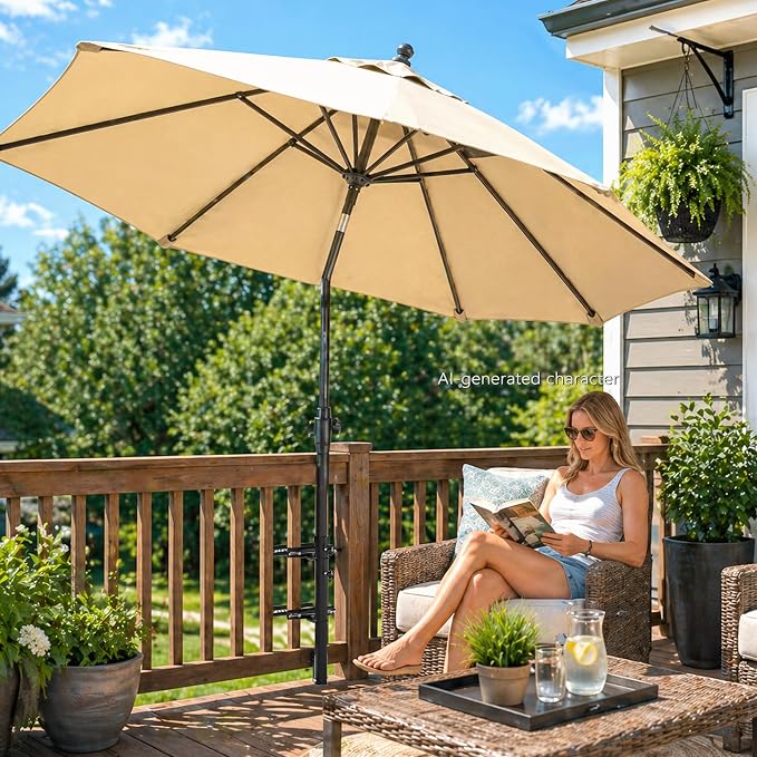 Deck Umbrella Mount, Stainless Steel Patio Umbrella Holde, Patio Umbrella Holder for Deck Railing, Outdoor Courtyard, Balcony