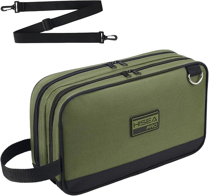 HISEA Small Tool Bag, 12 Inch Tools Pouch with 2 Pockets and Adjustable Shoulder Strap, Small Tool Organizer and Storage with Zipper for Electrican, Travel, Green