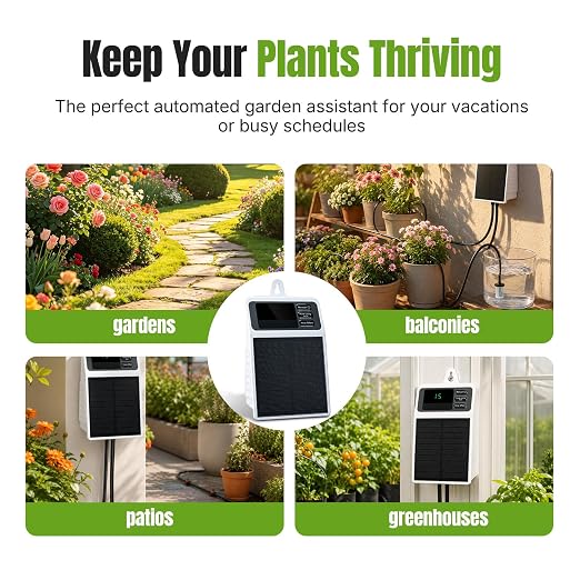 Mcbazel Solar Automatic Drip Irrigation Kit, USB-C & Solar-Powered Plant Waterer for 10 Potted Plants, Auto Watering System with Timer & Anti-Siphon, IPX5 Waterproof for Indoor Outdoor Vacation
