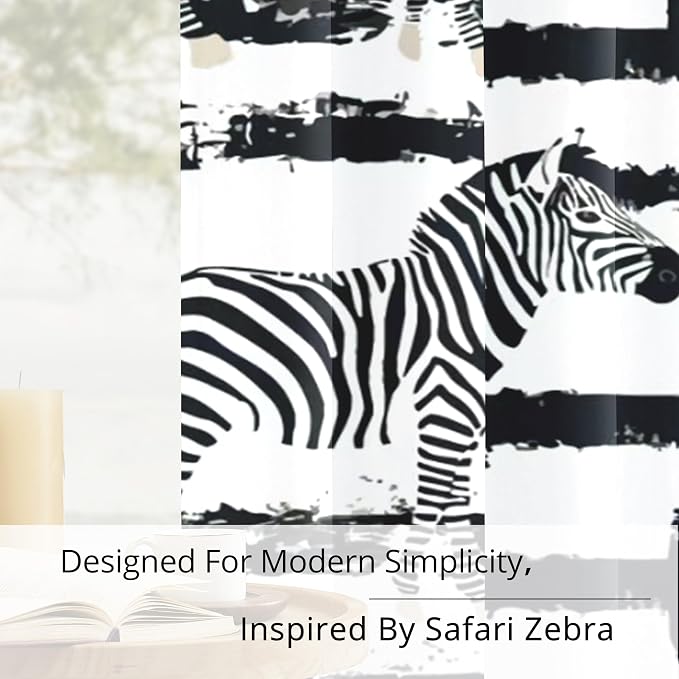 Black and White Zebra Print Blackout Curtains for Bedroom, Modern Animal Stripe Window Drapes, 100% Light Blocking Curtains for Living Room, Grommet Top 52 x 84 Inches, 2 Panels