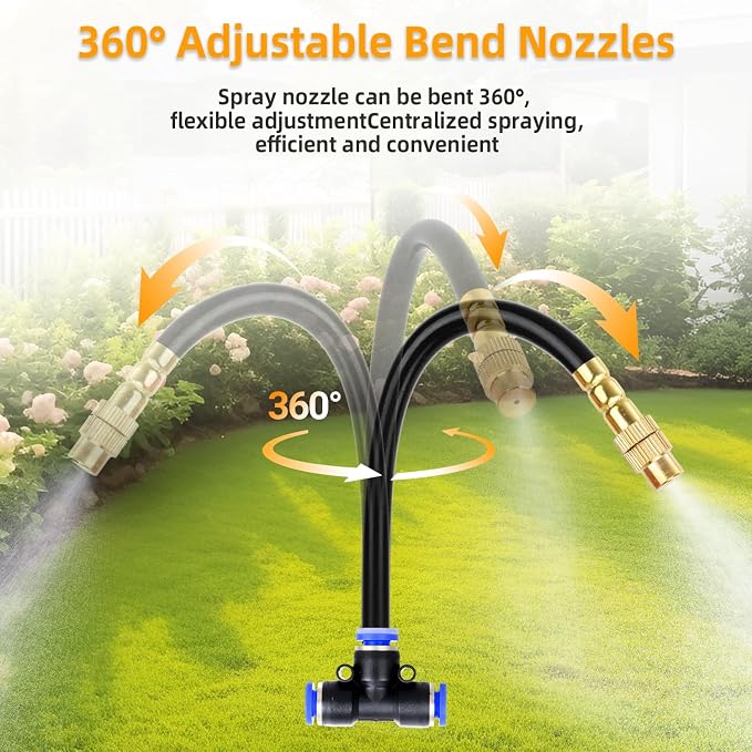 200FT Drip Irrigation System, 2026 Upgrade Garden Watering Kit with 32pcs 360° Adjustable Copper Nozzles, High-Flow DIY Sprinkler System for Large Gardens, Farms, Greenhouses, Lawns (200 ft)