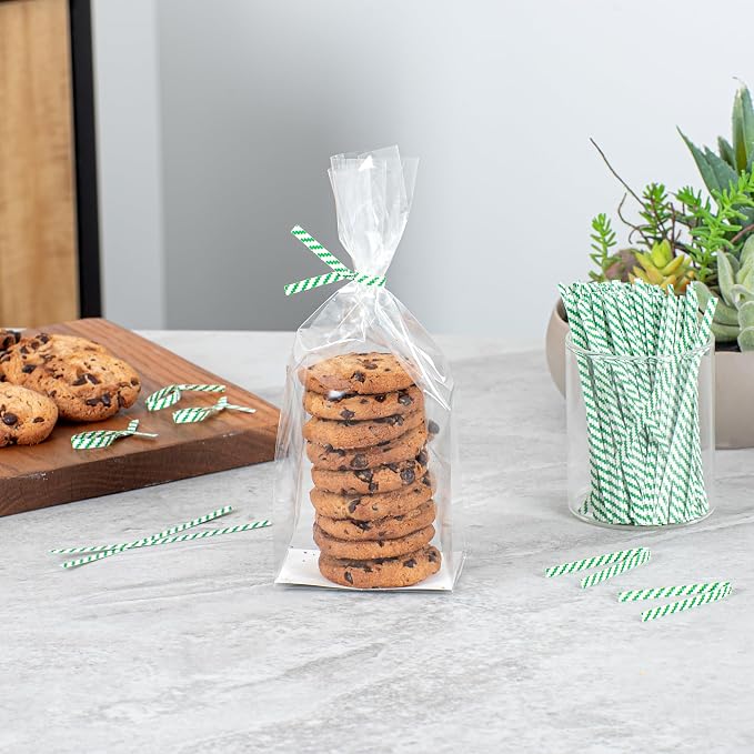 Restaurantware Twist Ties 5000 Pack of 4-Inch Reusable Paper Bag Ties Laminated Gripping Strong Green Flush-Cut Bread, Candy, Coffee, Cookie, Bakery Bag, Party, Gifts, Cake Pops, Packaging