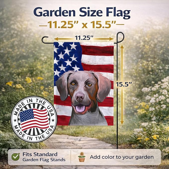 Caroline's Treasures CK6649GF Pointer Dog American Flag Garden Flag Mailbox Flag Decorative Yard Flag Banner Outside Patio Artwork Yard Flower Beds, Garden Size, Multicolor