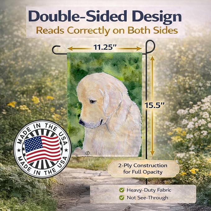 Caroline's Treasures SS8757GF Golden Retriever Garden Flag Mailbox Flag Decorative Yard Flag Banner Outside Patio Artwork Yard Flower Beds, Garden Size, Multicolor