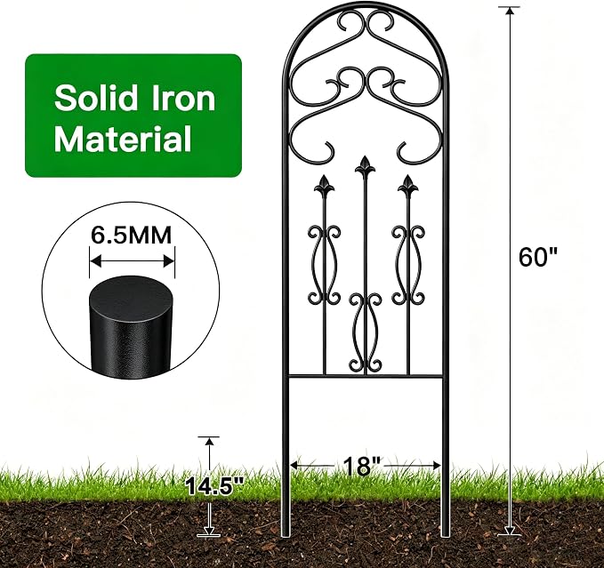 AMAGABELI GARDEN & HOME 4 Pack Large Garden Trellis for Climbing Plants Outdoor 60” x 18” Iron Plant Trellis for Potted Plant Support Tall Wall Metal Trellis Rose Vine Cucumber Bronze
