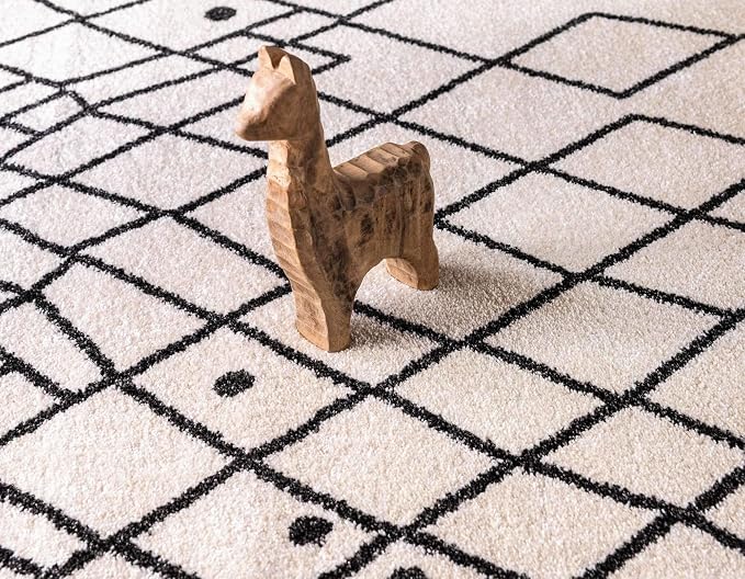 Unique Loom Fez Collection Tribal, Moroccan, Bohemian Area Rug (6' 0 x 6' 0 Round, Beige/ Black)