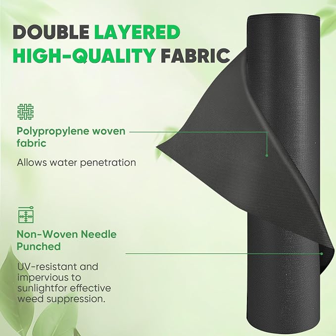 Non-Woven Thick Weed Barrier Fabric 3FT x 32FT, 3.2 oz Heavy Duty Weed Barrier Landscape Fabric, Ground Cover for Superior Weed Control, Easy Setup for Gardens, Landscaping, Flower Beds