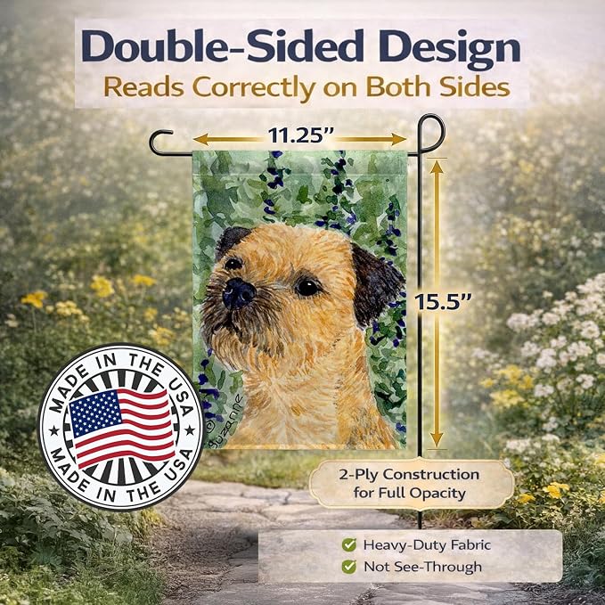 Caroline's Treasures SS8801GF Border Terrier Garden Flag Mailbox Flag Decorative Yard Flag Banner Outside Patio Artwork Yard Flower Beds, Garden Size, Multicolor