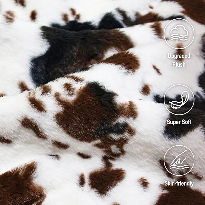 MACEVIA Cowhide Rug Cute Cow Print Rugs Western Decor for Living Room Bedroom Faux Animal Area Carpet Non-Slip 43.3" L x 29.5" W(3.6ft x 2.4ft)