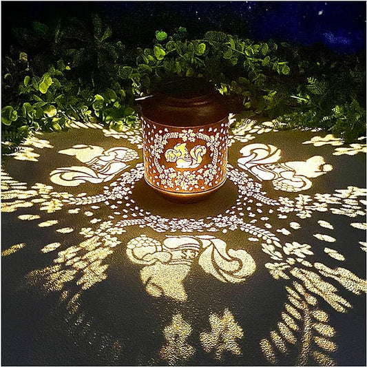 Squirrel Solar Lanterns Outdoor Waterproof Hanging Solar Lights Squirrel Gifts for Women Men Metal Decorative LED Lanterns for Yard,Patio,Lawn,Tabletop,Pathway,Landscape,Garden Decor