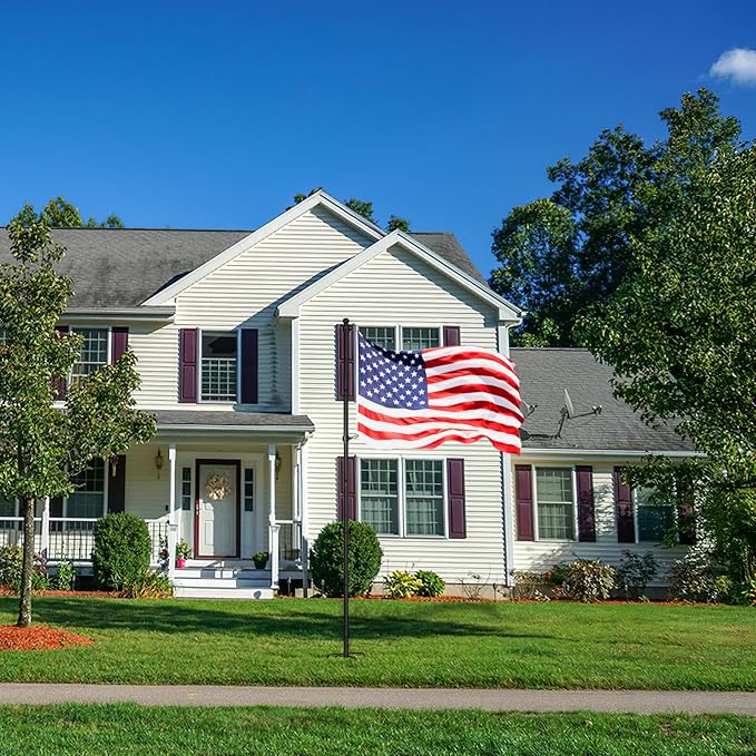 ZMTECH 7 FT Flag Pole with 5Pronges Base in Ground for Yard,Tangle Free Spinning Stainless Steel Flag Pole Kit, Windproof Extra Thick Flag Poles for 4x6 USA Flag Outside House Residential & Commercial