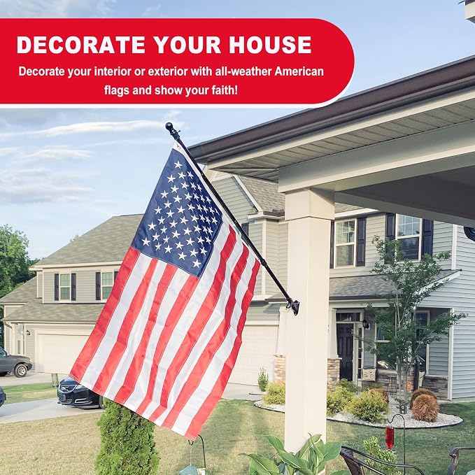American Flag 5x8 FT for Outside-Heavy Duty Non Fading Polyester US flags Outdoor High Wind, USA Flag Longest Lasting,Vibrant Colors Embroidered America Flags 5x8 ft Outside, Brass Grommets,Sewn Stripes for Indoor, Outdoor