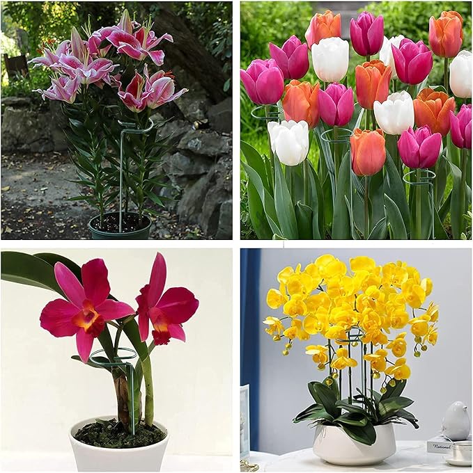 Joyhalo 20 Pack Plant Support Stakes 24 Inch, Plant Stakes, Flower Stakes with 24 Twist Ties, Garden Sticks for Plants Iris, Dahlia, Gladiolus, Amaryllis, Rose, Sunflower, Tomato, Sapling Etc