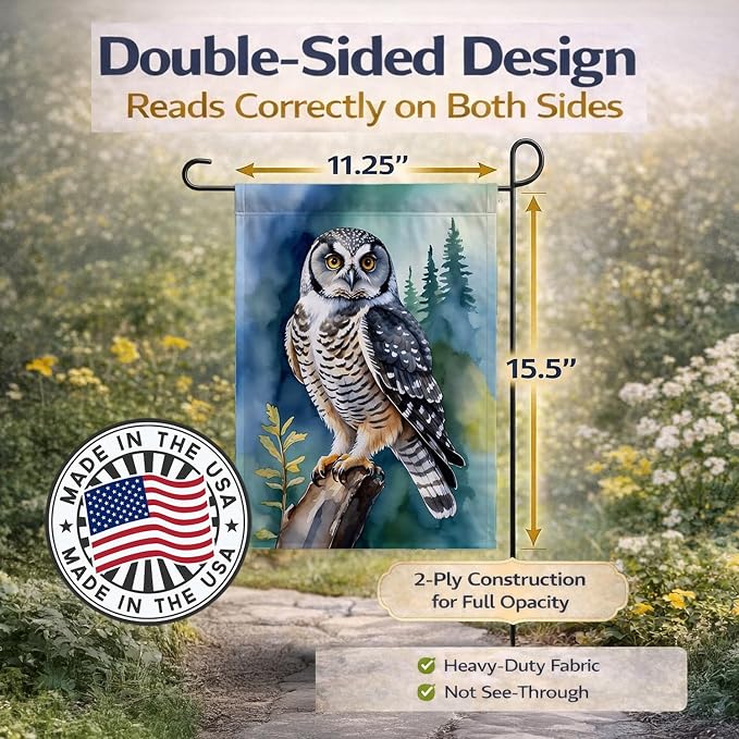 Caroline's Treasures Northern Hawk Owl Garden Flag Mailbox Flag Decorative Yard Flag Banner Outside Patio Artwork Yard Flower Beds, Garden Size, Multicolor