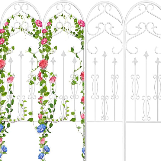 AMAGABELI GARDEN & HOME 4 Pack 60” x 18” Garden Trellis for Climbing Plants Outdoor Trellis for Climbing Roses Plant Trellis Vegetables and Flower Vine White Trellis for Ivy Cucumbers
