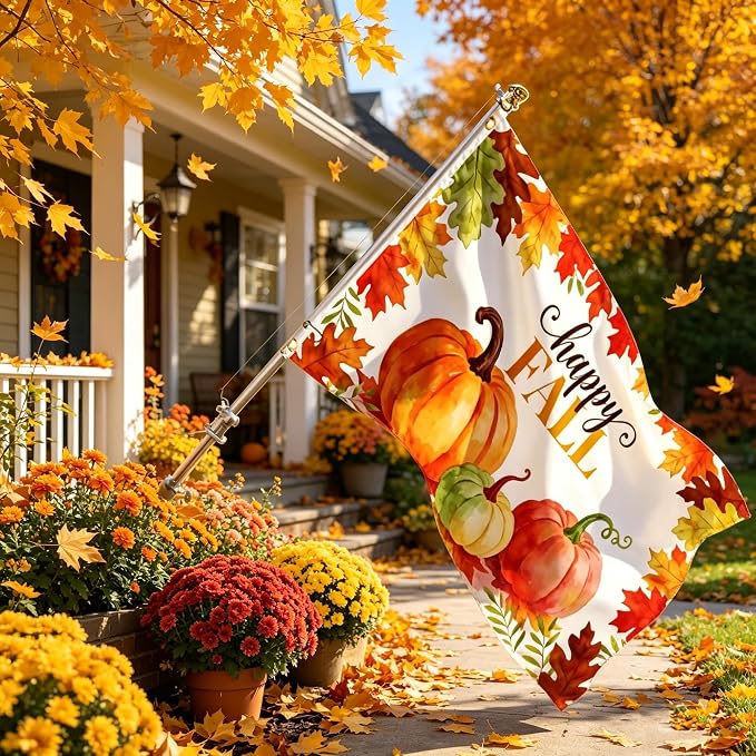 4 Pcs Seasonal Flags for Outside 3x5 Ft Double Sided Spring Summer Autumn Winter House Flags Set with Sleeve & 2 Brass Grommets, Durable Polyester Seasonal Outdoor Flags for Yard Garden Decor