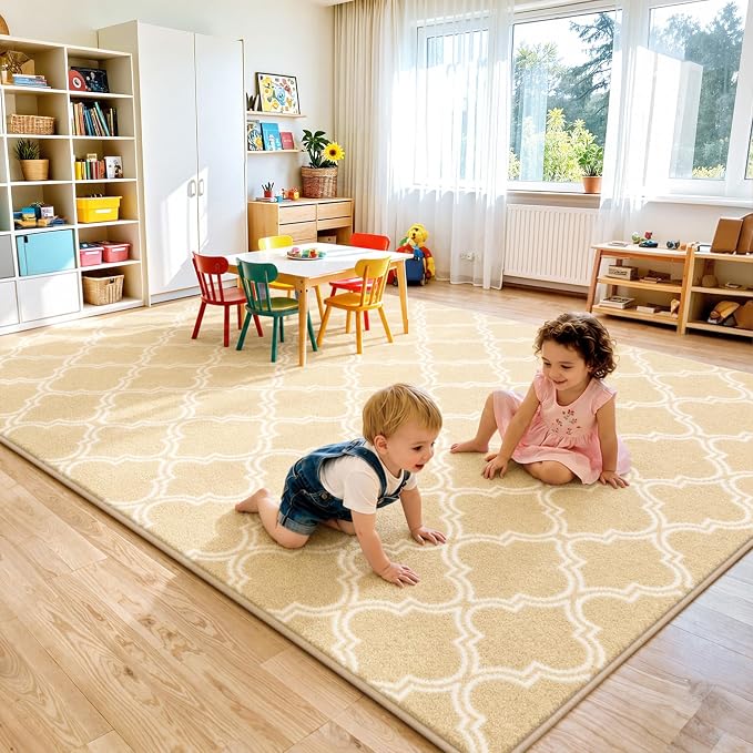 Keeko 4x6 Area Rugs for Living Room,Soft Washable Memory Foam Bedroom Rug | Indoor Throw Rug Low Pile Minimalist Non Slip Carpet for Kids Nursery Classroom Dorm Room Home Decor