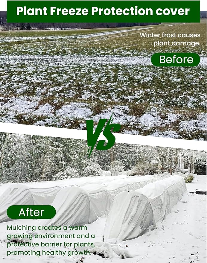 Plant Covers Freeze Protection, 10 ft x 13 ft 1.0 oz/yd² Reusable Frost Protection Floating Row Cover, Frost Blankets for Plants, Frost Cloth for Cold Weather Snow, Winter Frost Pests Protection
