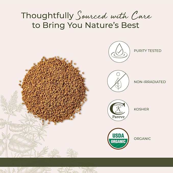 Starwest Botanicals Whole Fenugreek Seeds Organic - Seasoning Spice for Cooking, Use in Tea, Curry, or Natural Herbal Blends, Certified Kosher, Non-GMO - Bulk 1 lb Bag