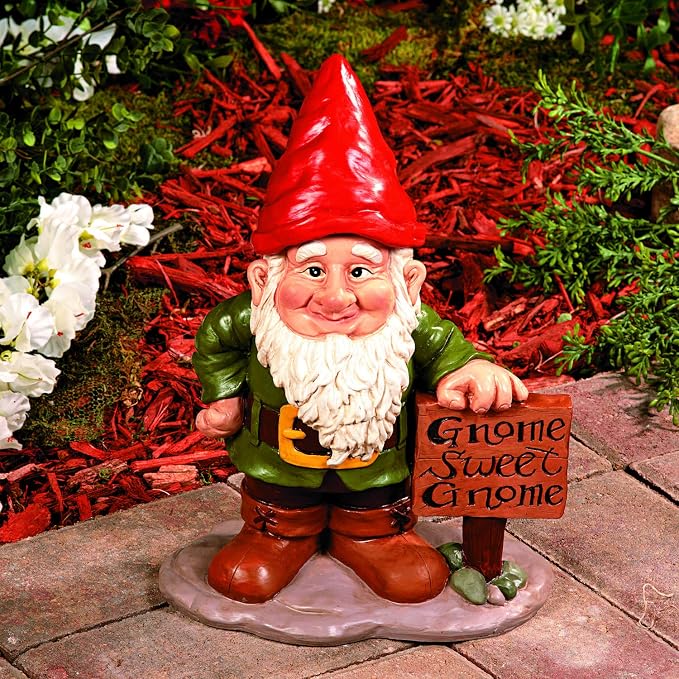 Fun Express Garden Gnomes Outdoor Statue | 5 Interchangeable Seasonal Hats, Resin Gnome Figurines, Yard Decorations, Christmas Halloween Easter Holiday Gnome Decor