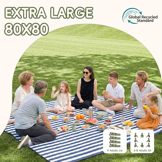 Genovega Waterproof Sandproof Beach Blanket Picnic Outdoor Mat Rug Extra Large Foldable Sand Free Big Giant XL Towel Car Essential Roadtrip Gadget Rv Accessories Gear Must Have Hiking Item Necessities
