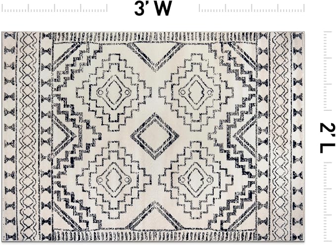 Rugshop Southwestern Geometric Tribal Boho Diamond Area Rug Cream 2' x 3' | Rectangular, Size 2' x 3', Living Room, Bedroom, Dining Room, Home Office, Kitchen, Entryway, Hallway, Nursery, Kids Room