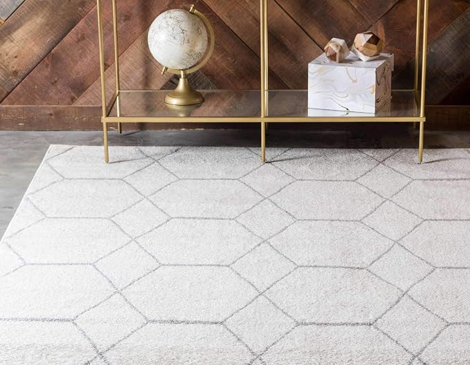 Unique Loom Trellis Frieze Collection Area Rug - Geometric (6' 1" x 9', Ivory/ Gray)