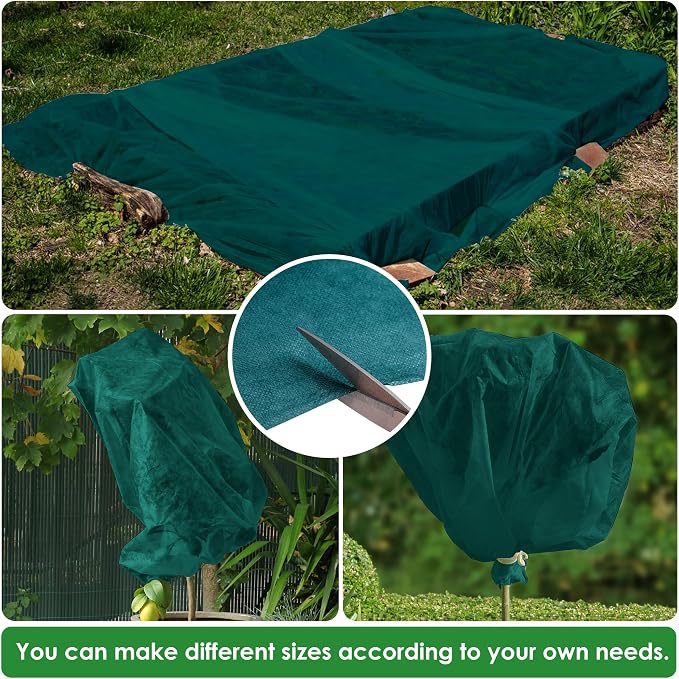 32.8 x 9.8 Ft Thicken Plant Covers Freeze Protection- Darkgreen Warm Winter Frost Cloth Blanket- Garden Fabric Plant Floating Row Cover Protecting Plants from Freezing Animal Eating, Anti -7.6℉ (-20℃)