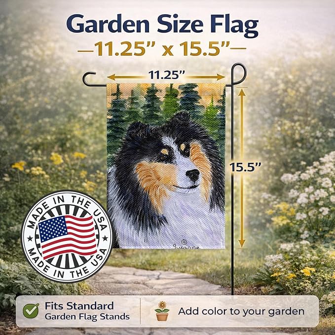 Caroline's Treasures SS8140GF Sheltie Garden Flag Mailbox Flag Decorative Yard Flag Banner Outside Patio Artwork Yard Flower Beds, Garden Size, Multicolor