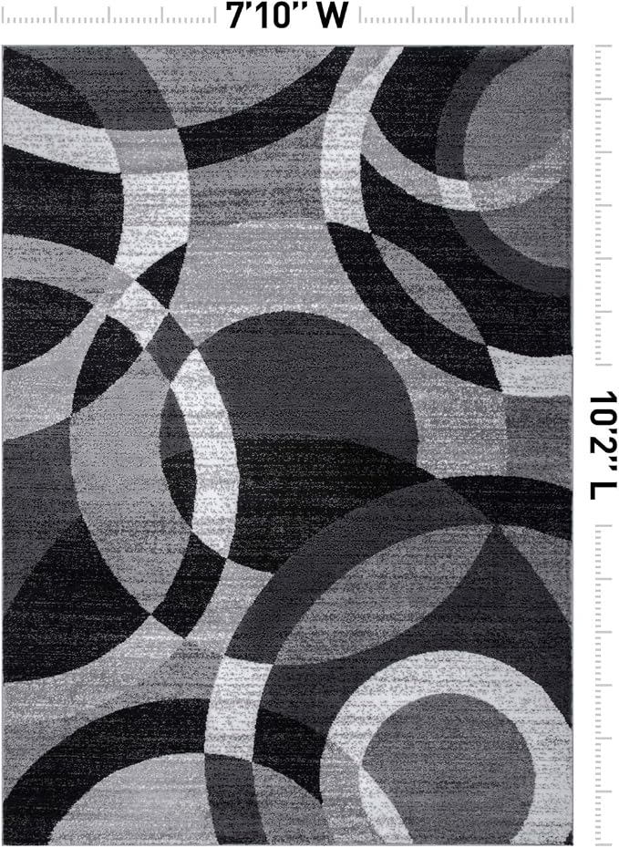 Rugshop Abstract Circles Contemporary Area Rug Gray 7'10" x 10'2" | High Traffic, Rectangular, Size 7'10" x 10'2", Living Room, Bedroom, Dining Room, Home Office, Kitchen, Entryway, Hallway