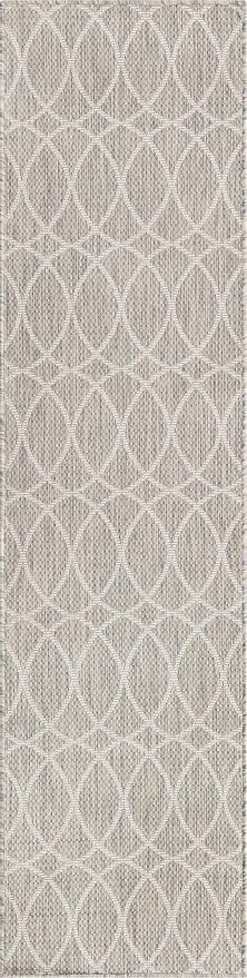 Unique Loom Outdoor Trellis Collection Area Rug - Gitter (2' x 8' Runner, Light Gray/ Ivory)