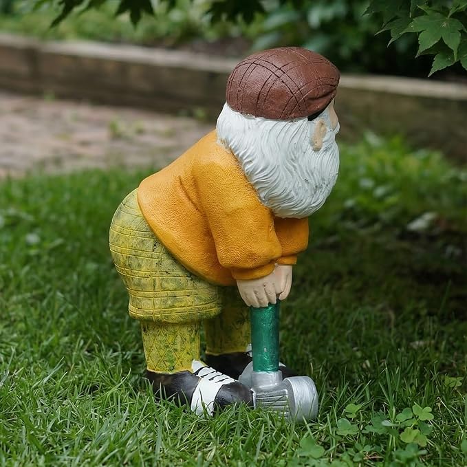 Elenon Golf Gnome Garden Statue, Adorable Outdoor Flower Bed Decor, Funny Yard Patio Art Dwarf Sculptures Table Ornament Decorative