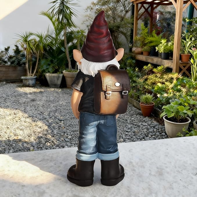 Garden Gnomes Statues for Yard Decorations Outdoor, Funny Carrying Traveling Bag Gnome Garden Lawn Figurines for Home Patio Yard Decor Indoor, Gardening Housewarming Gift