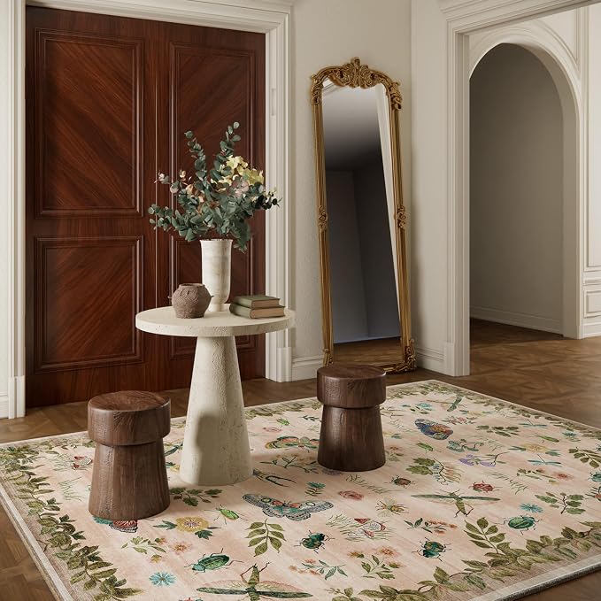 Machine Washable Rugs for Living Room: 6x9 Area Rugs Bedroom Rug Stain Resistant Non Slip Low Pile Soft Lightweight Carpet for Kitchen Dining Room Nursery Kids Room Home Office Farmhouse