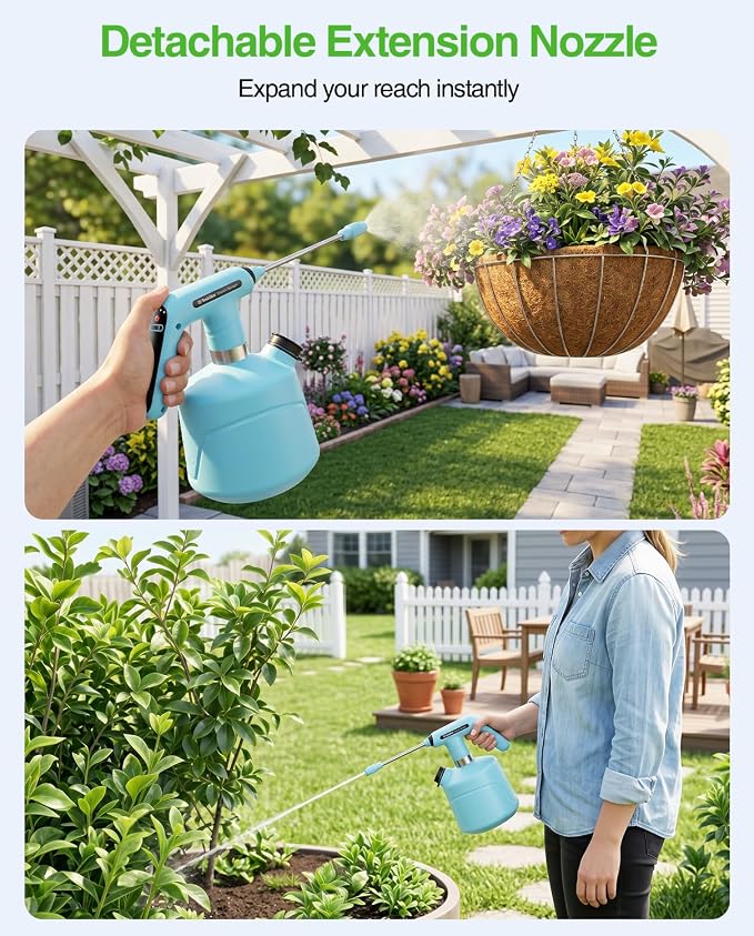 TaskStar Electric Spray Bottle 2L/0.5 Gallon, Battery Powered Garden Sprayer, Rechargeable and Automatic Mister Spray Bottle for Plants with Independent Water Inlet, Outdoor and Indoor Plants Sprayer