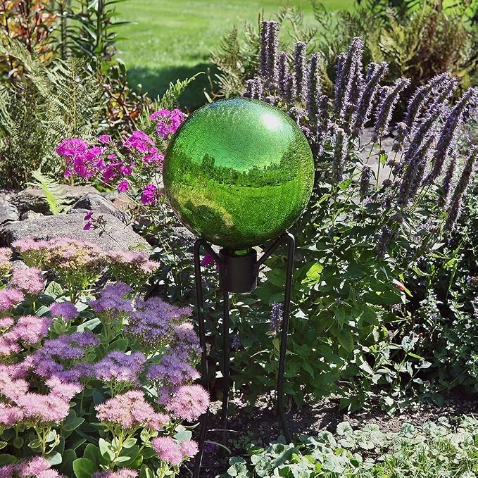 Achla Designs G10-FG-C Gazing, Fern Green 10 inch Glass Garden Globe Ball Sphere, 10