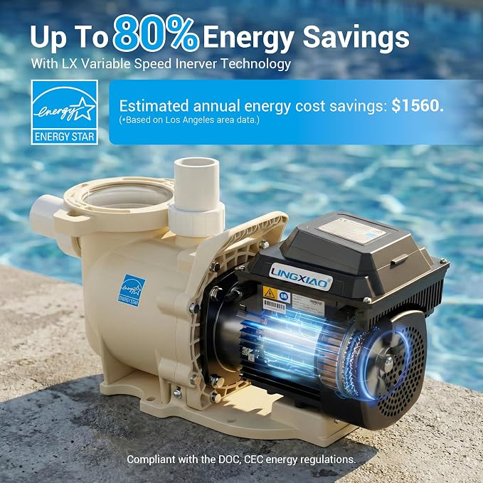 Smart Variable Speed Pool Pump 2 HP, 115/208-230V, In/Above Pool Pump With Smart Life APP Control, Energy Star Certificate, High Flow & Self Priming - (2025 New Upgrade)